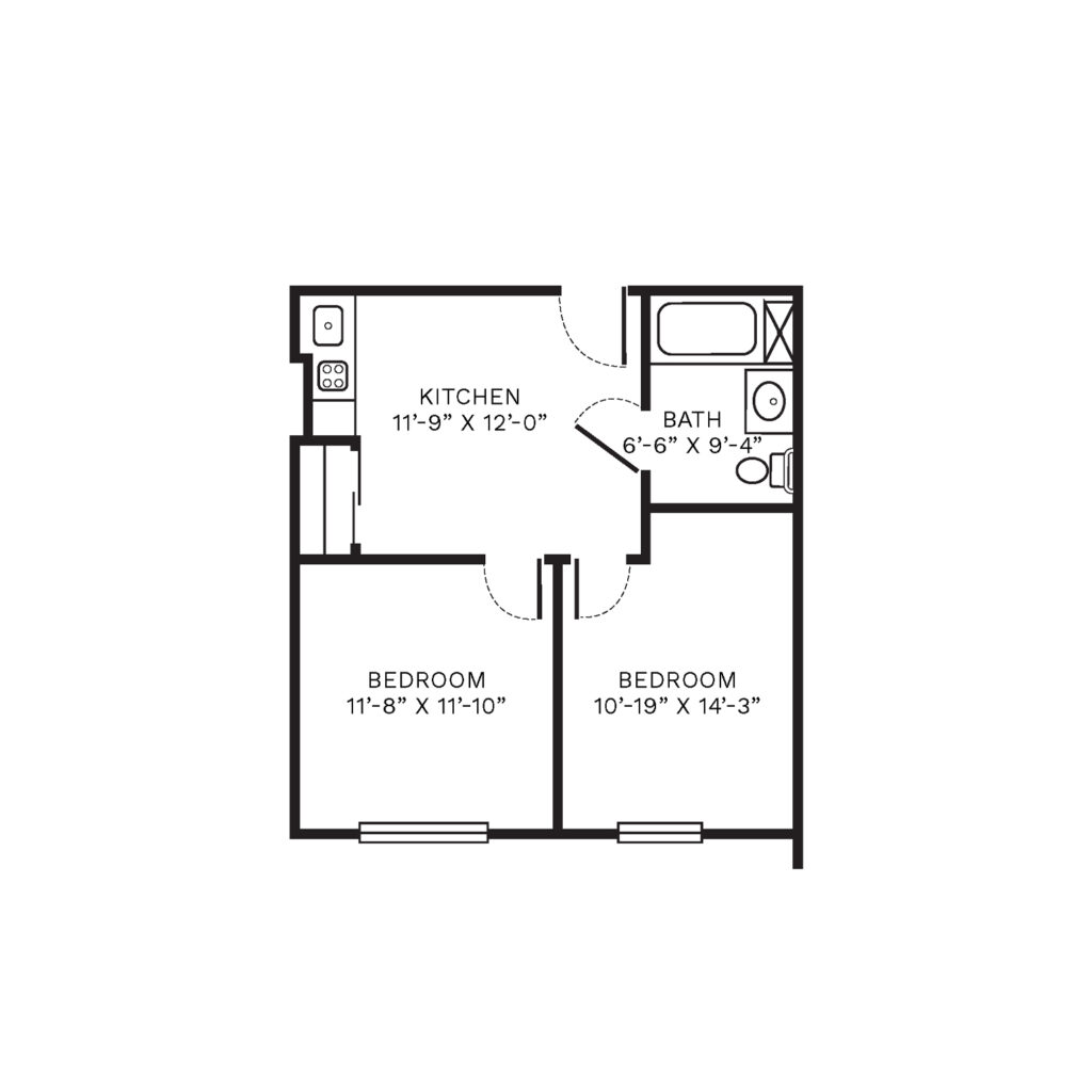 Personal Care Companion Suite, One Bedroom floor plan image.