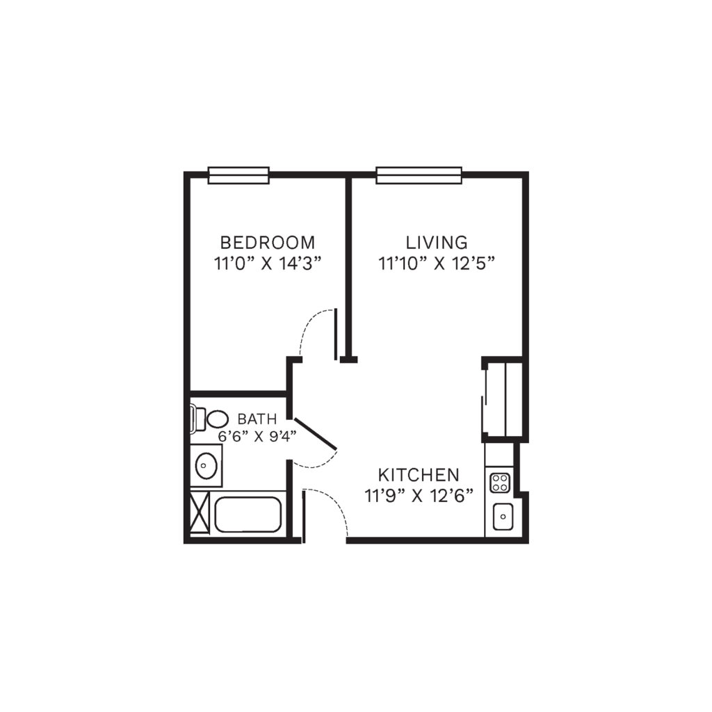 Personal Care One Bedroom floor plan image.