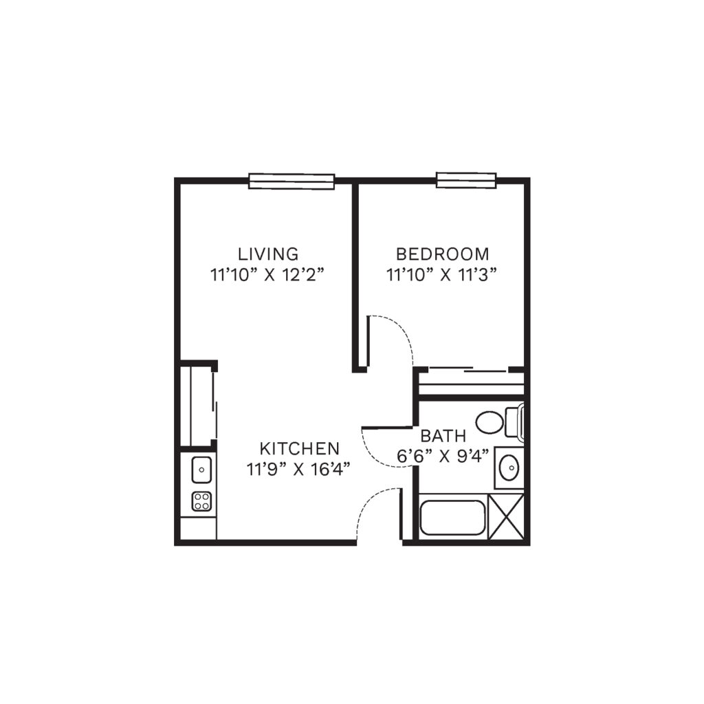 Independent Living One Bedroom floor plan image.