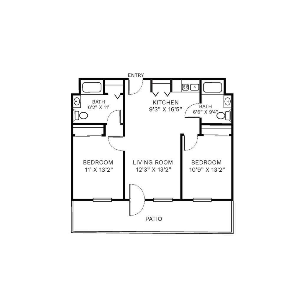 Independent Living Two Bedroom floor plan image.